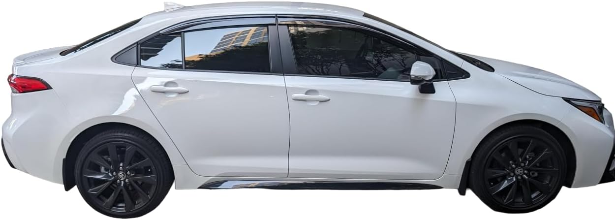 2019-2026 Tape-On Side Window Visor Deflectors for Toyota Corolla Sedan L LE SE XLE XSE FX Hybrid Dark Tinted Rain Guards 2020 2021 2022 2023 2024 2025