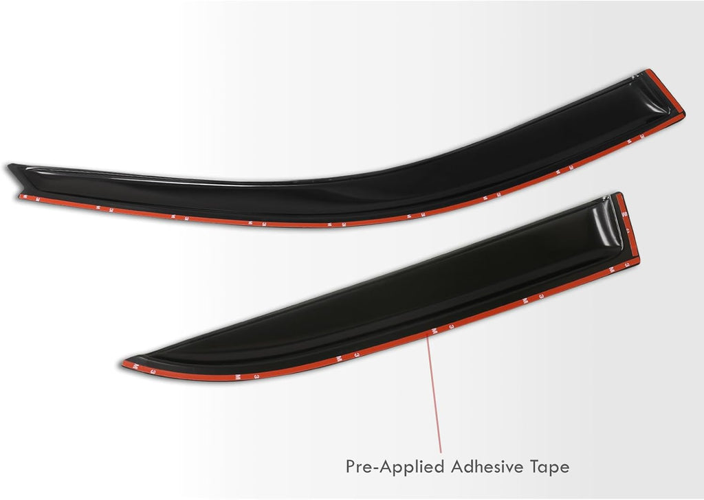 4PCS Tape-On Smoke Tint Side Window Visors Rain Guard Sun Shade Ventilation Aerodynamic Wind Deflector Shields Set Compatible/Replacement For GD3 Fit Jazz 2006 2007 2008 06 07 08