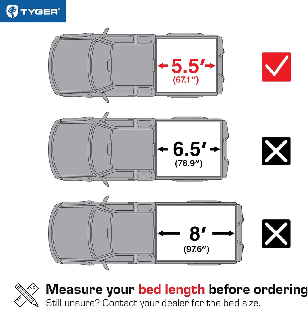 Soft Roll-up Truck Bed Tonneau Cover Compatible with 2021-2026 Ford F-150; Lightning | 5.5' (67") Bed | TG-BC1F9064