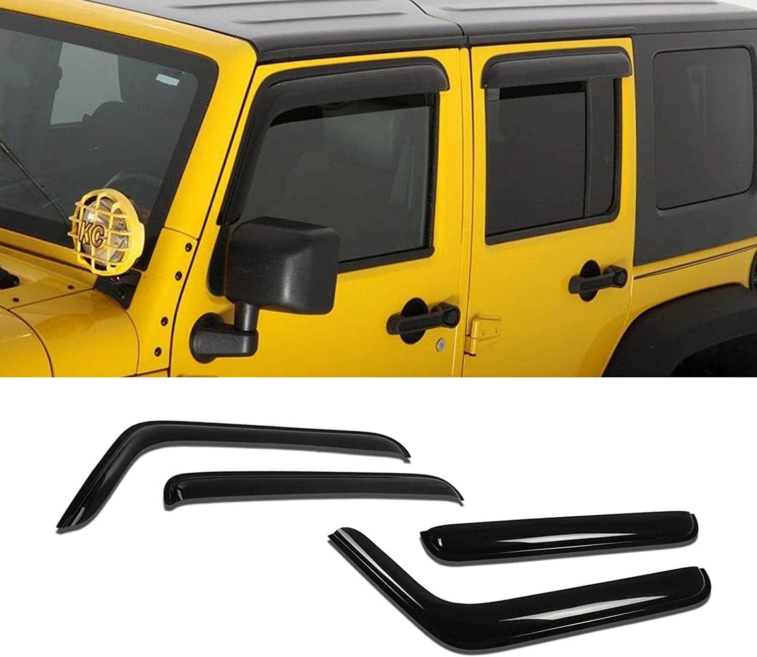 Tape-On Window Visors 4-Piece for 07-14 Chevy Tahoe/GMC Yukon Sun Rain Guard Shield Shade Smoke 94514