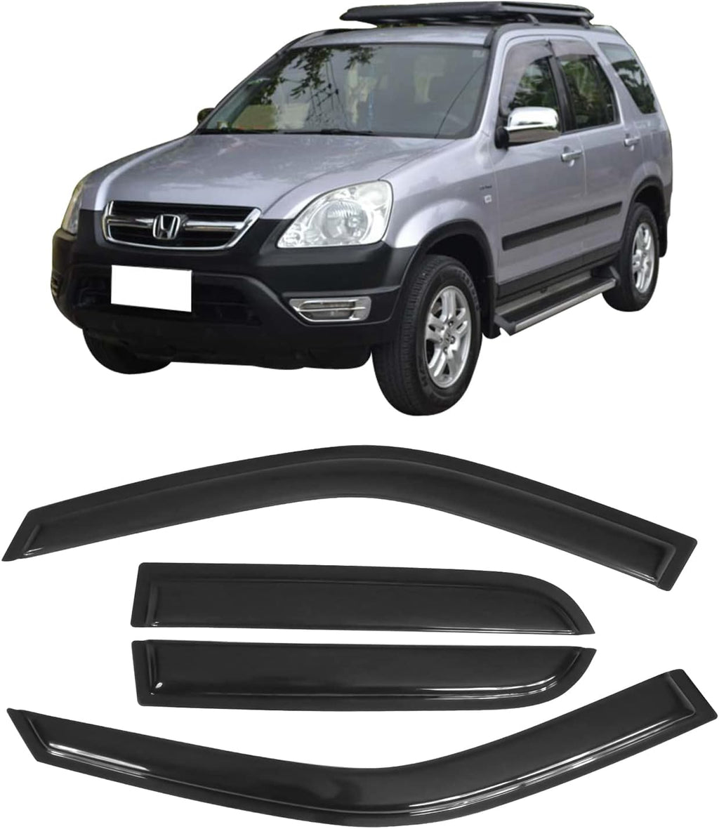 Window Visor Compatible with 2002-2006 Honda CRV SUV, Slim Style Acrylic Smoke Tinted Sun Rain Shade Guard Wind Vent Air Deflector by IKON MOTORSPORTS, 2003 2004 2005