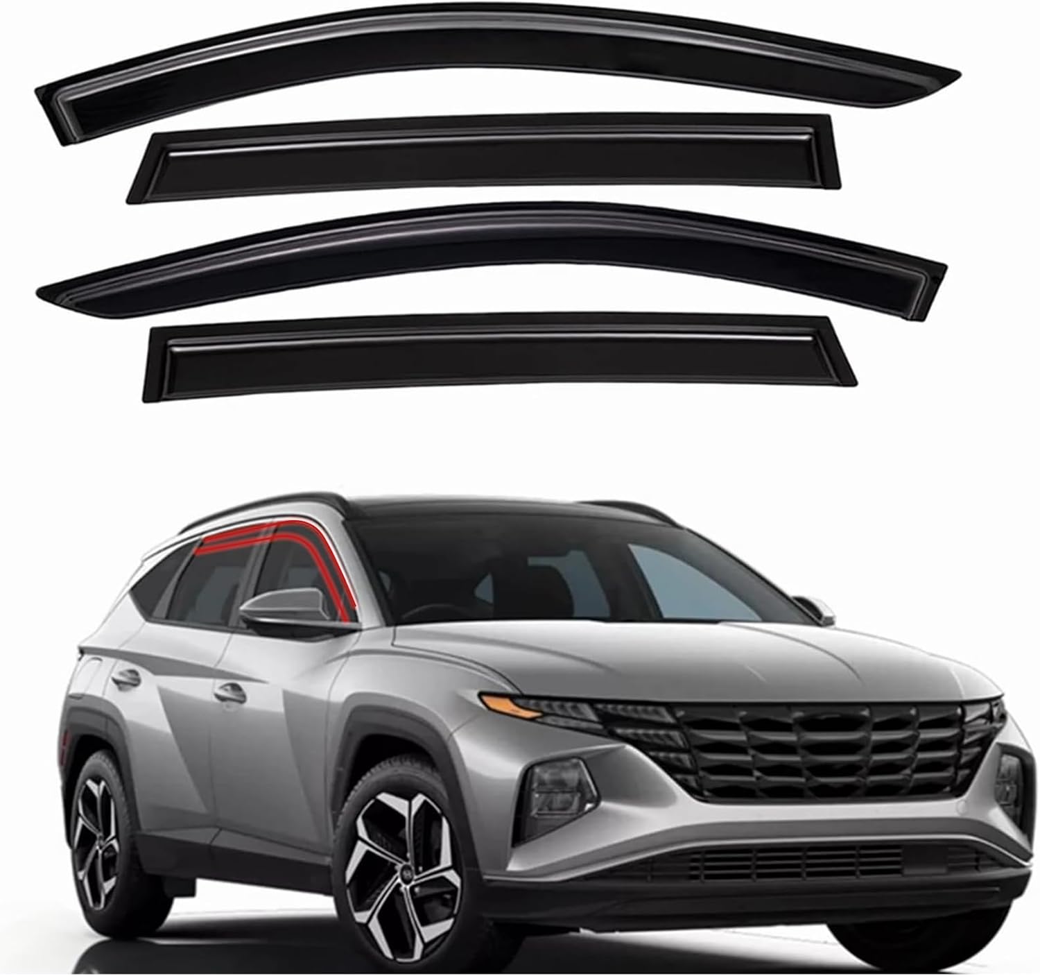 Tape-On Window Visors 4-Piece for 07-14 Chevy Tahoe/GMC Yukon Sun Rain Guard Shield Shade Smoke 94514