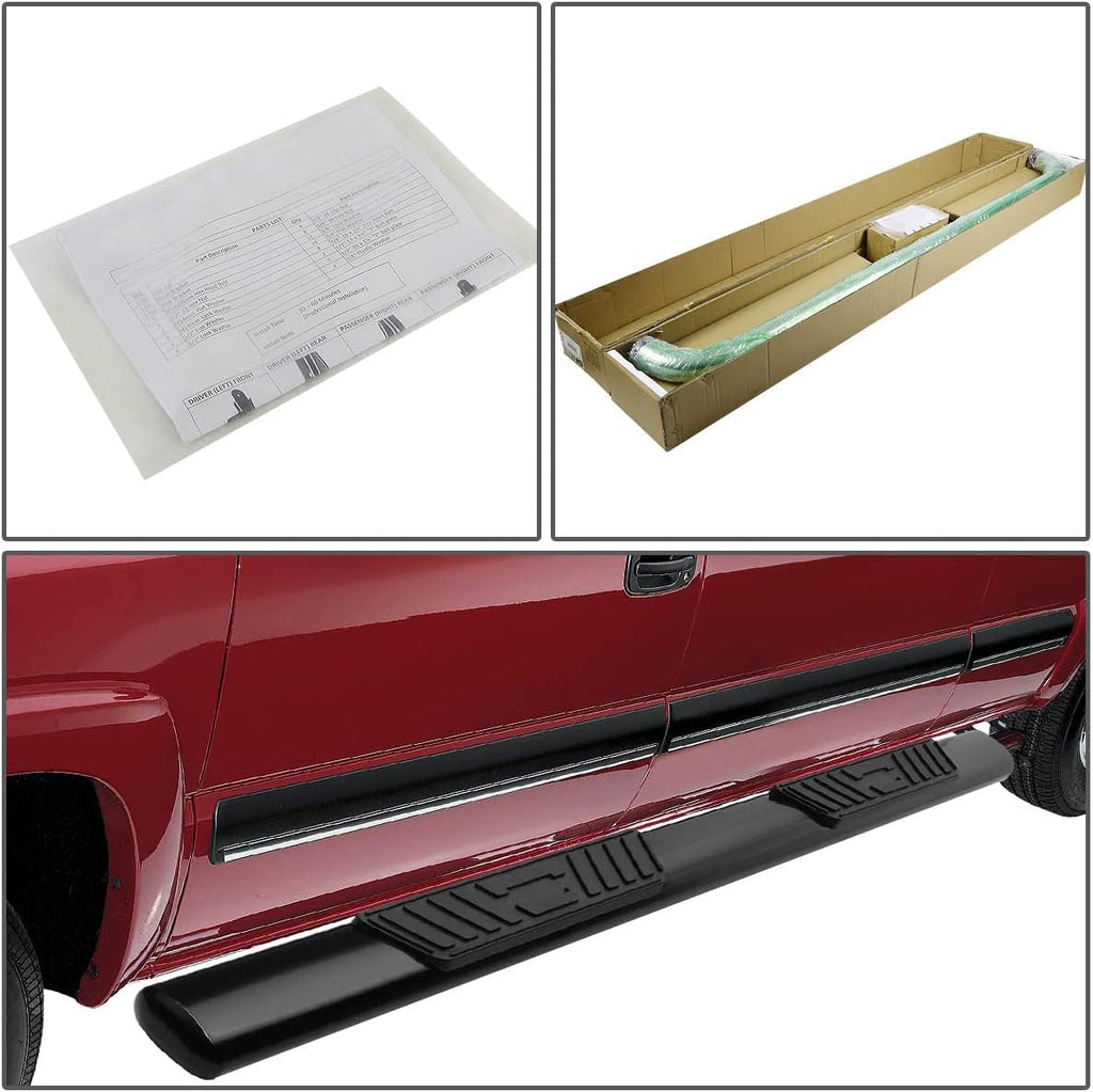 5" Running Boards for Truck 1999-2016 Ford F250-550 Super Duty Extended Cab, Stainless Steel Nerf Bars, Black Powdercoated Non-Slip Side Steps