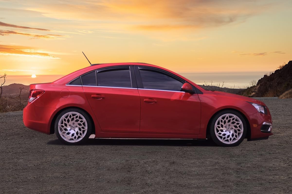 Window Visor Compatible with 2010-2015 Chevrolet Cruze 2016 Chevrolet Cruze Limited, Slim Style Acrylic Black Sun Rain Wind Guards Cover 4Pcs Set by IKON MOTORSPORTS, 2011 2012 2013 2014