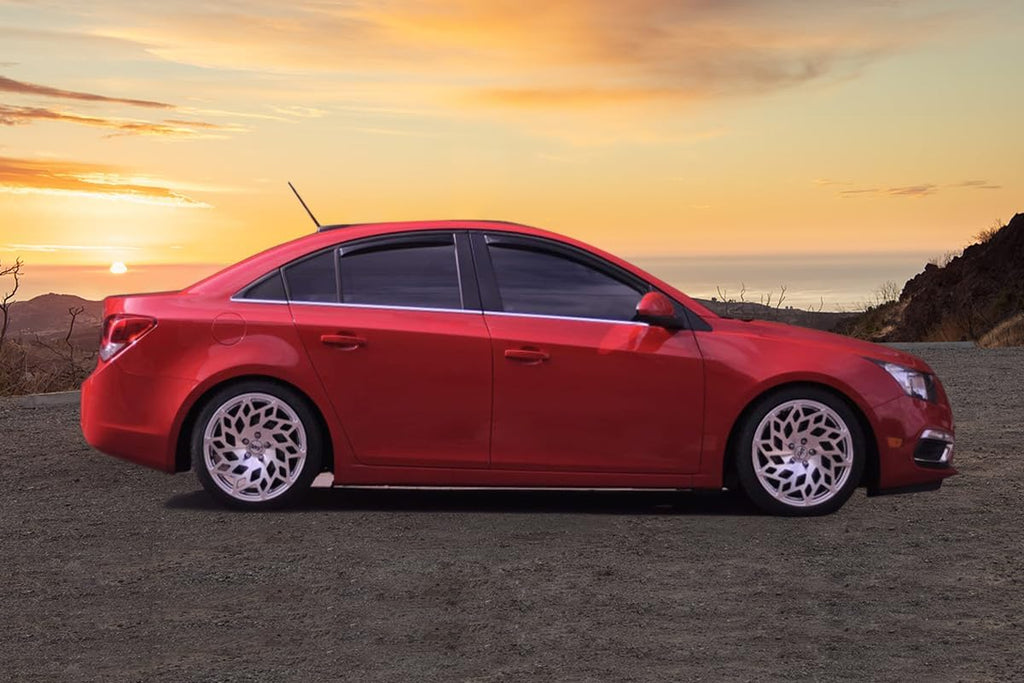 Window Visor Compatible with 2010-2015 Chevrolet Cruze 2016 Chevrolet Cruze Limited, Slim Style Acrylic Black Sun Rain Wind Guards Cover 4Pcs Set by IKON MOTORSPORTS, 2011 2012 2013 2014