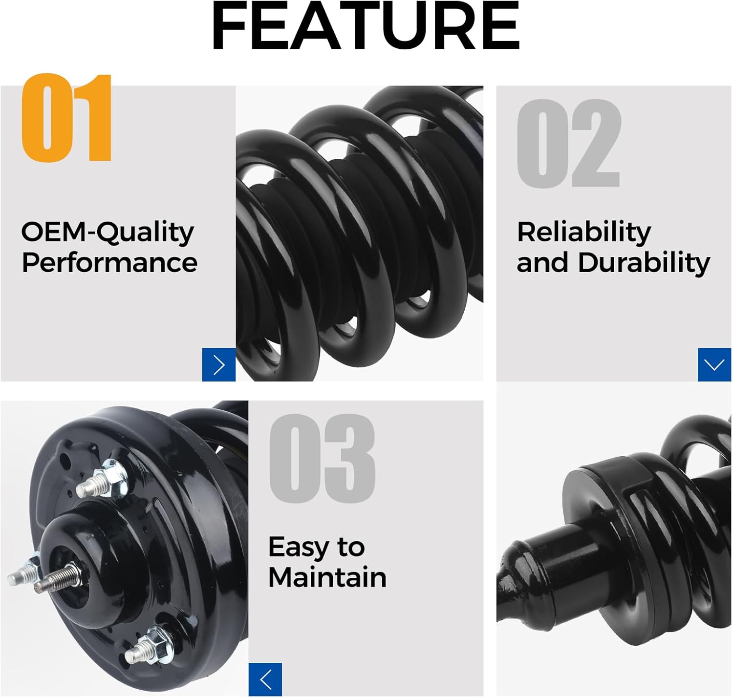 171361 Front Shock Absorbers Struts w/Coil Spring Assembly fit for 2004-2007 Ford F-150, 2008 Ford F-150, 2006-2008 Lincoln Mark LT 4WD（Set of 2）