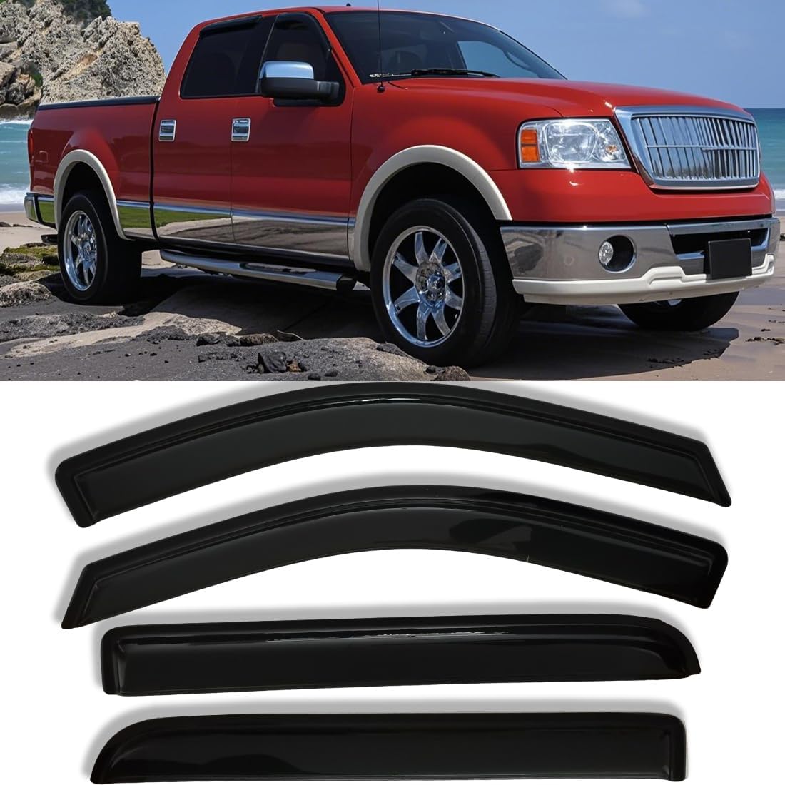 Tape On Side Window Deflectors Vent Window Visor for 2015-2018 Chevy Silverado & GMC Sierra 1500 2500HD 3500HD Double/Extended Cab Rain Guards Sun Shade 4PC-Set Truck Accessories