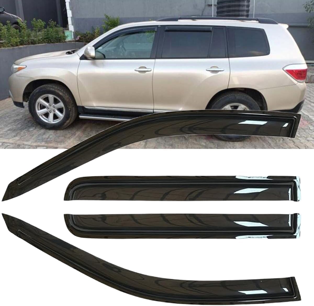 4pcs Side Window Deflectors Shade, Outside Mount Tape-On Rain Guards Set, Side Window Visors Compatible with 1993-1997 Toyota Corolla Sedan 94022