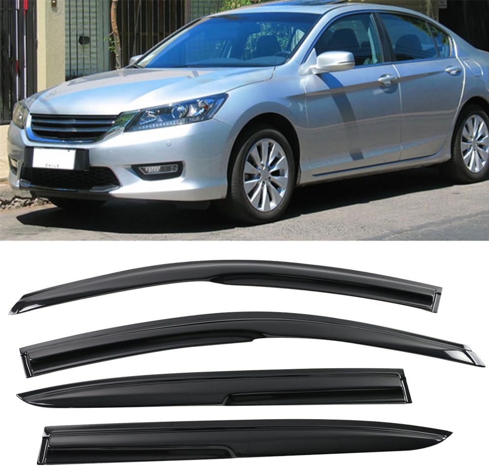 Window Visors Compatible with 2013-2017 Honda Accord 9th Gen Sedan Only, Acrylic Smoked JDM Stick On External Wind Deflectors, 2014 2015 2016