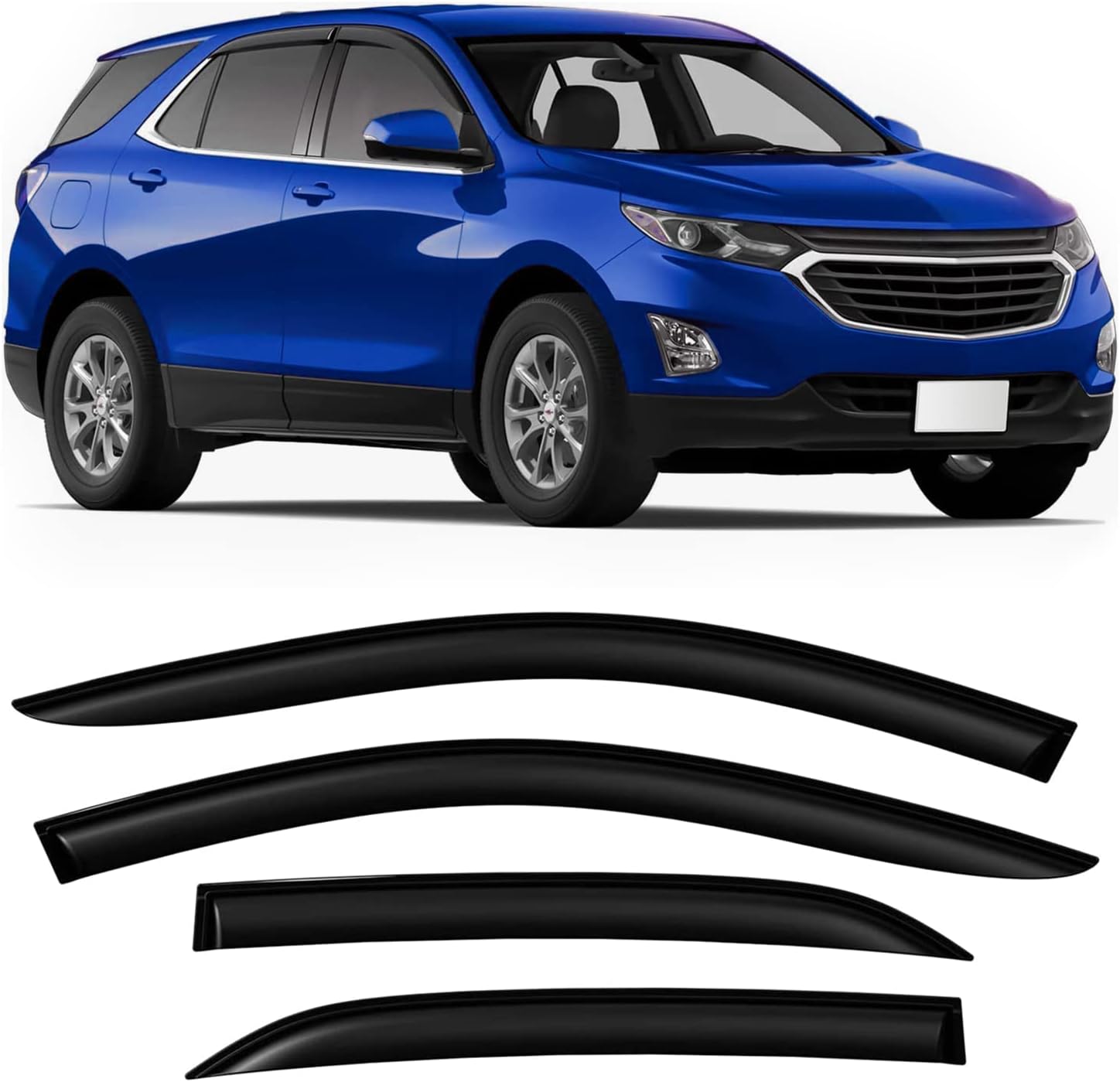 Tape-On Window Visors 4-Piece for 07-14 Chevy Tahoe/GMC Yukon Sun Rain Guard Shield Shade Smoke 94514