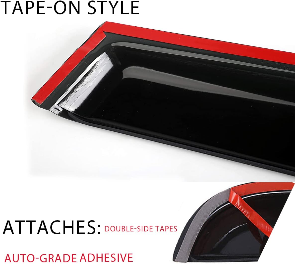 4pcs Side Window Deflectors Shade, Outside Mount Tape-On Rain Guards Set, Side Window Visors Compatible with 1993-1997 Toyota Corolla Sedan 94022