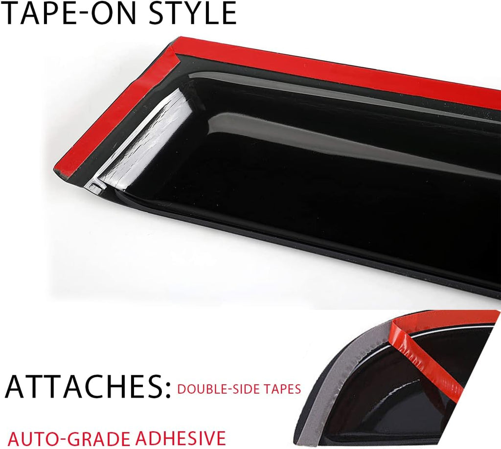 4pcs Side Window Deflectors Shade, Outside Mount Tape-On Rain Guards Set, Side Window Visors Compatible with 1993-1997 Toyota Corolla Sedan 94022