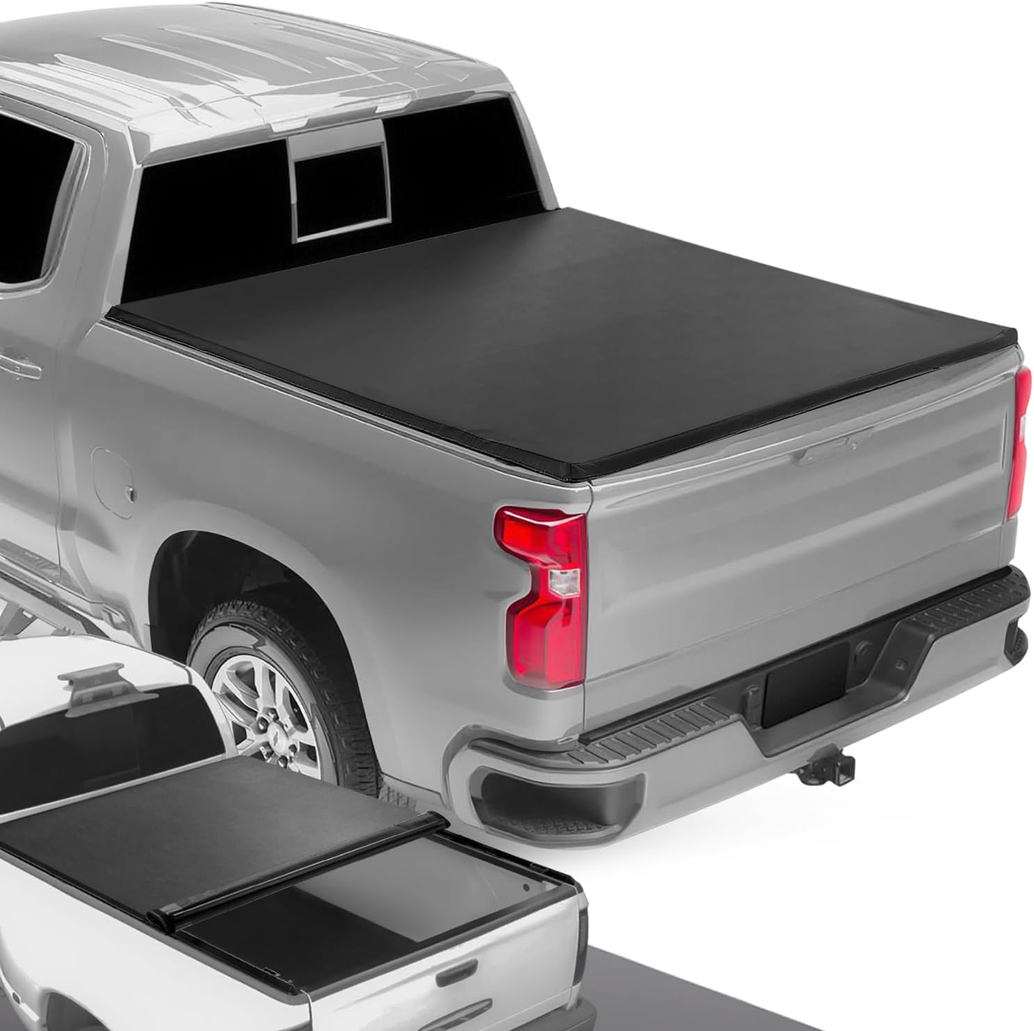 Truck Bed Soft Roll-Up Tonneau Cover Compatible with 19-25 Silverado Sierra 1500 5.75Ft Fleetside/Styleside Bed