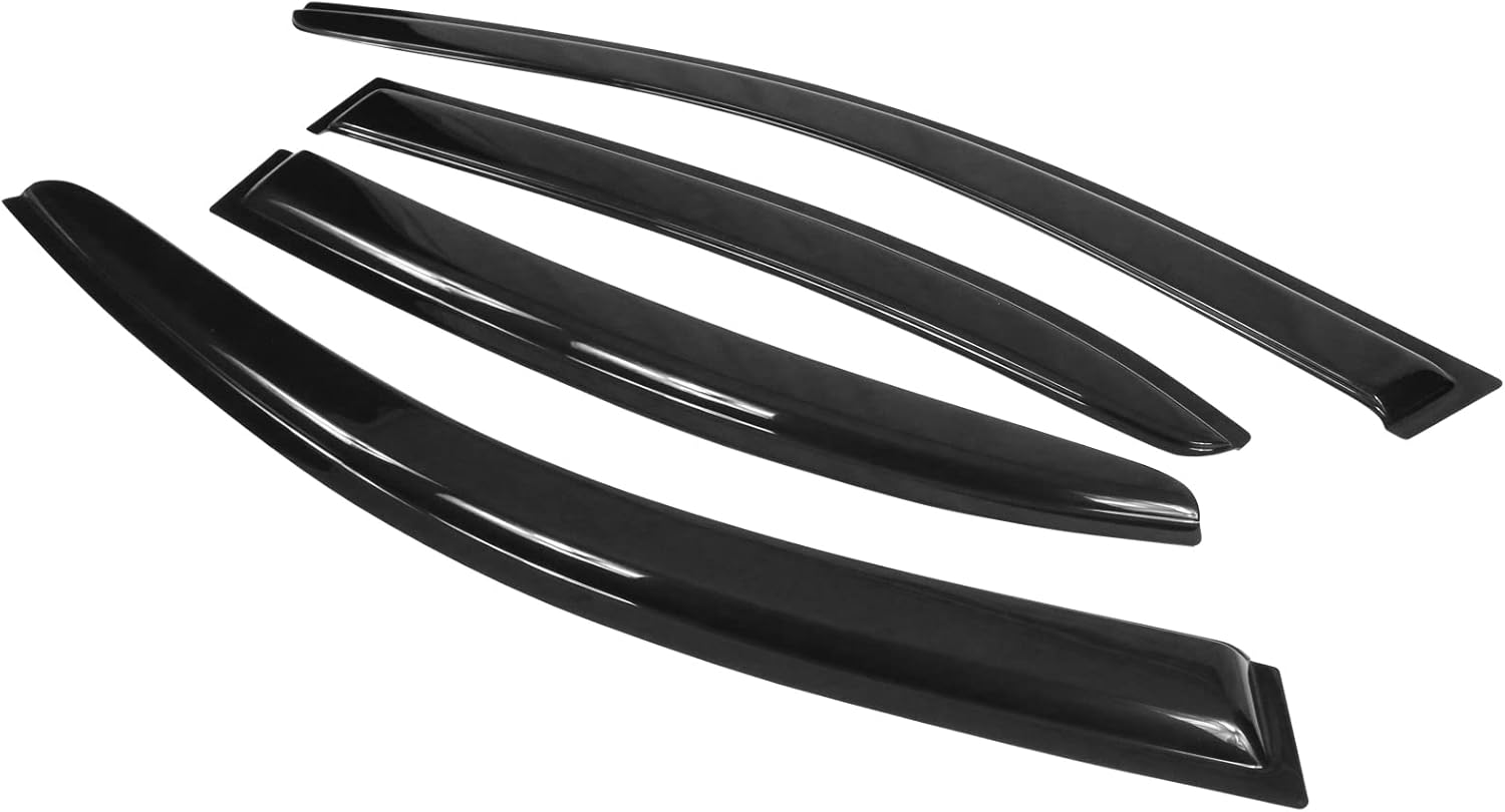 Window Visors Compatible with 2011-2018 Volkswagen Jetta, Dark Smoke Car Rain Sun Window Shade Guard Visor by IKON MOTORSPORTS, 2012 2013 2014 2015 2016 2017