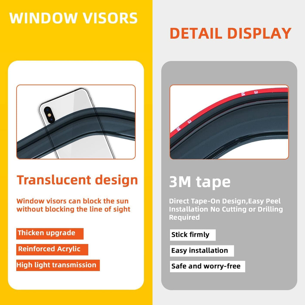 2 pcs in Channel Window Visors Compatible with 1993-2011 Ford Ranger 1994-2010 Mazda B2300/B2500/B3000/B4000 Regular & Extended Cab Front Doors Window Sun/Rain Guard 2-Door Dark Smoke