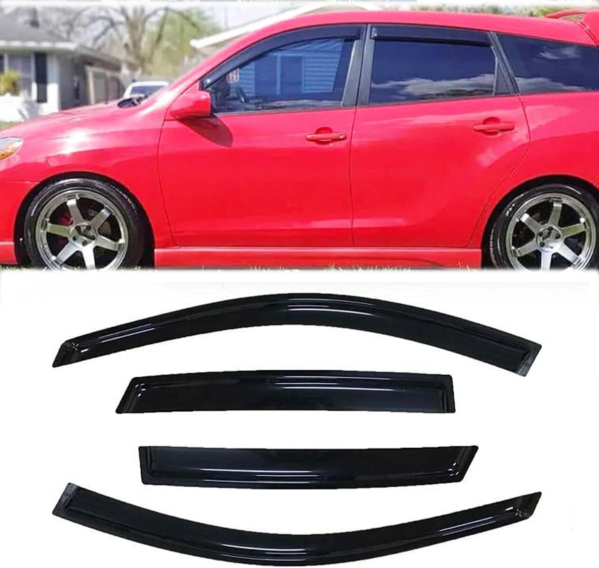 4pcs Side Window Deflectors Shade, Outside Mount Tape-On Rain Guards Set, Side Window Visors Compatible with 1993-1997 Toyota Corolla Sedan 94022