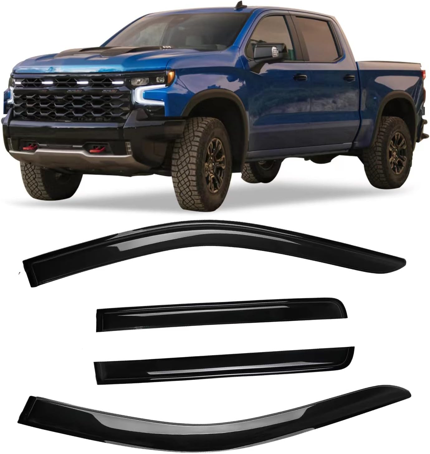 Tape-On Rain Guards Window Visor Fit for 2016-2021 Honda Civic Window Vent Deflector Visors 4 Pcs-94682