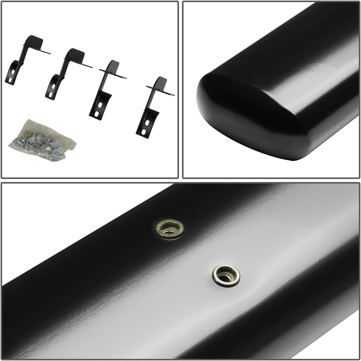 5" Running Boards for Truck 1999-2016 Ford F250-550 Super Duty Extended Cab, Stainless Steel Nerf Bars, Black Powdercoated Non-Slip Side Steps