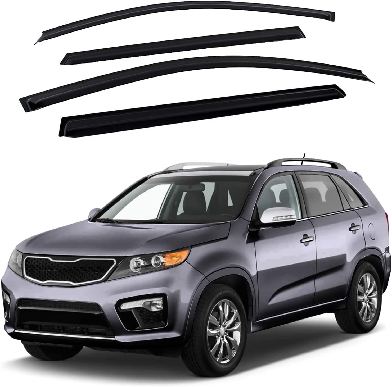 Tape-On Window Visors 4-Piece for 07-14 Chevy Tahoe/GMC Yukon Sun Rain Guard Shield Shade Smoke 94514