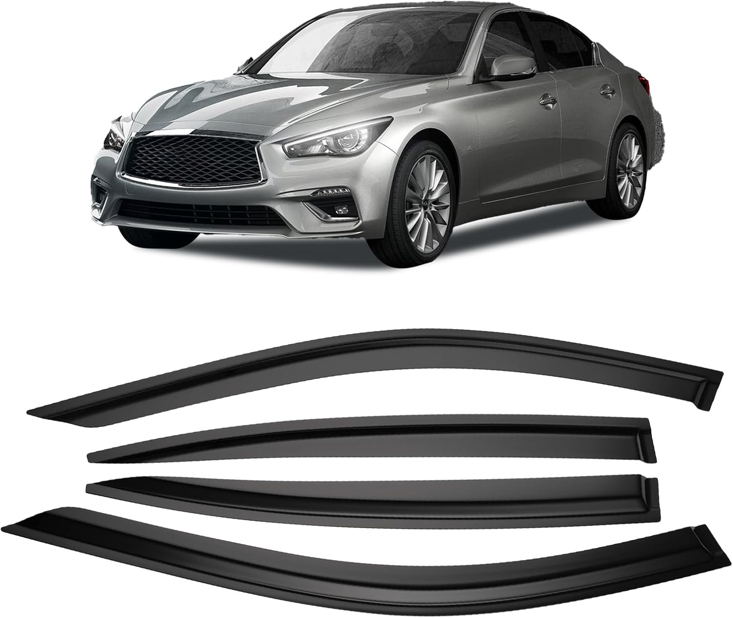 Tape-On Rain Guards Window Visor Fit for 2016-2021 Honda Civic Window Vent Deflector Visors 4 Pcs-94682