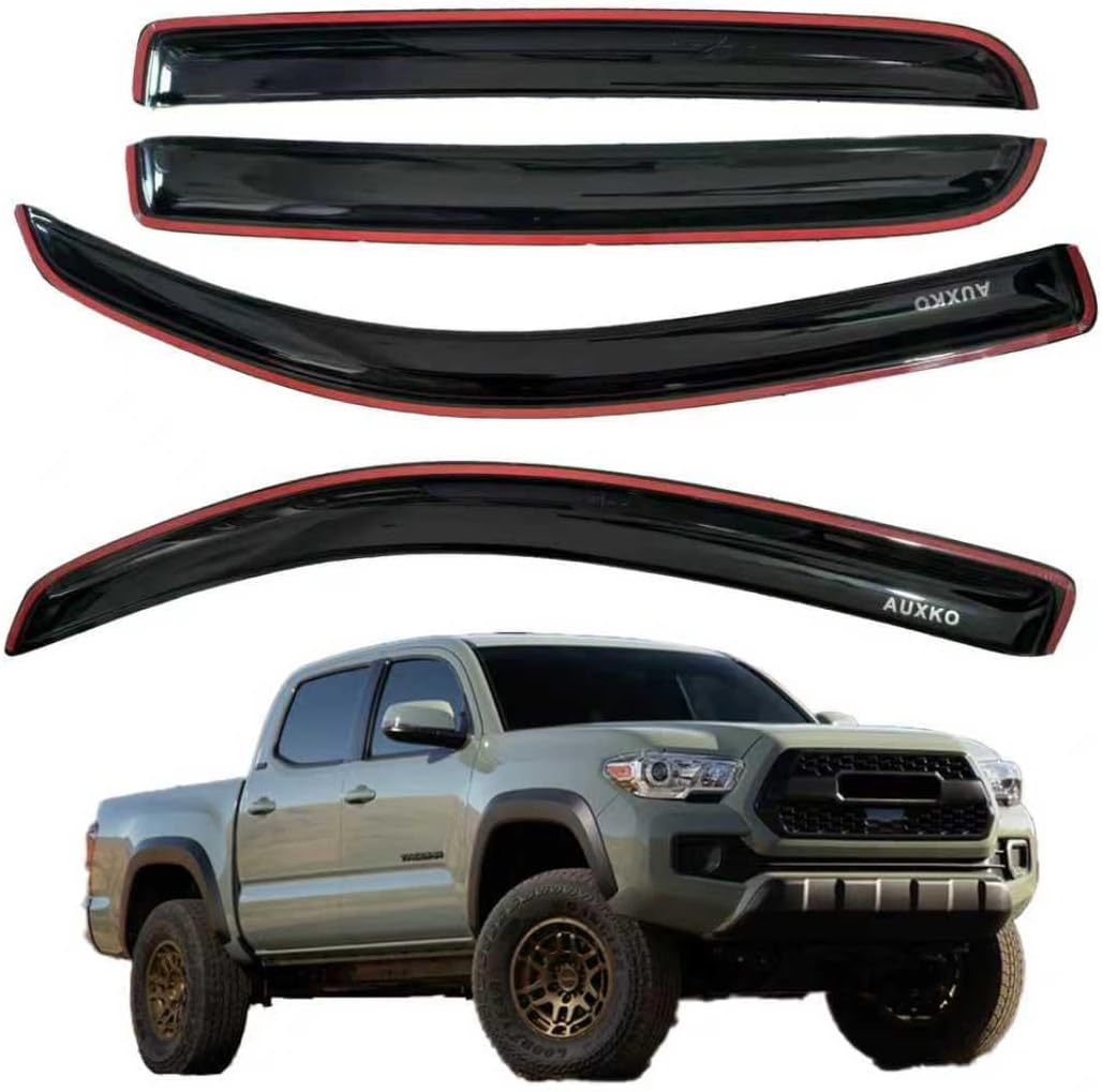 Rain Guards for 2024-2026 Toyota Tacoma Double Cab, Easy-to-Install Rain Guards for Car Window - Out-Channel Vent Visors Accessories for Truck, Side Window Wind Deflectors & Visors