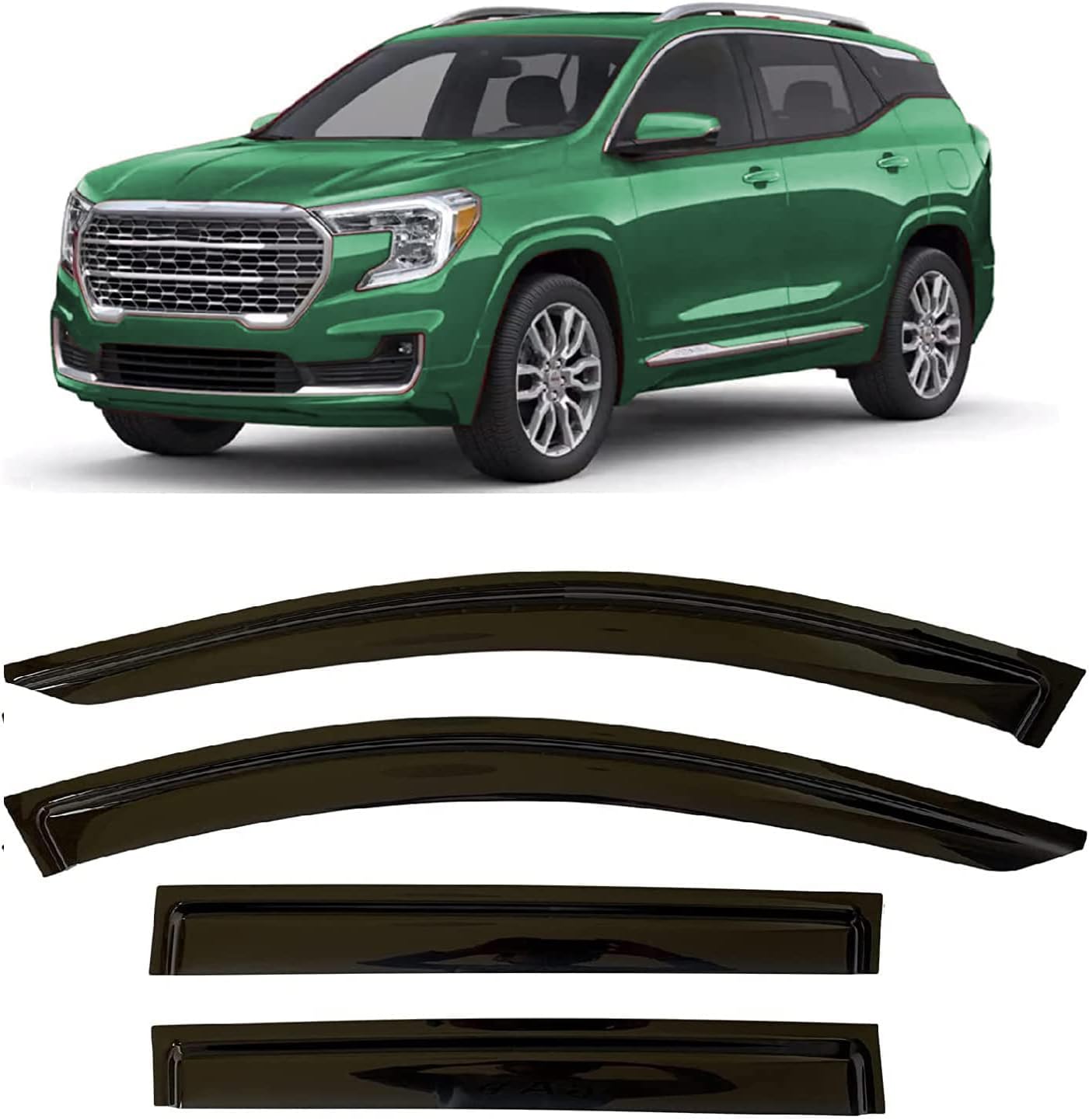 Tape-On Window Visors 4-Piece for 07-14 Chevy Tahoe/GMC Yukon Sun Rain Guard Shield Shade Smoke 94514