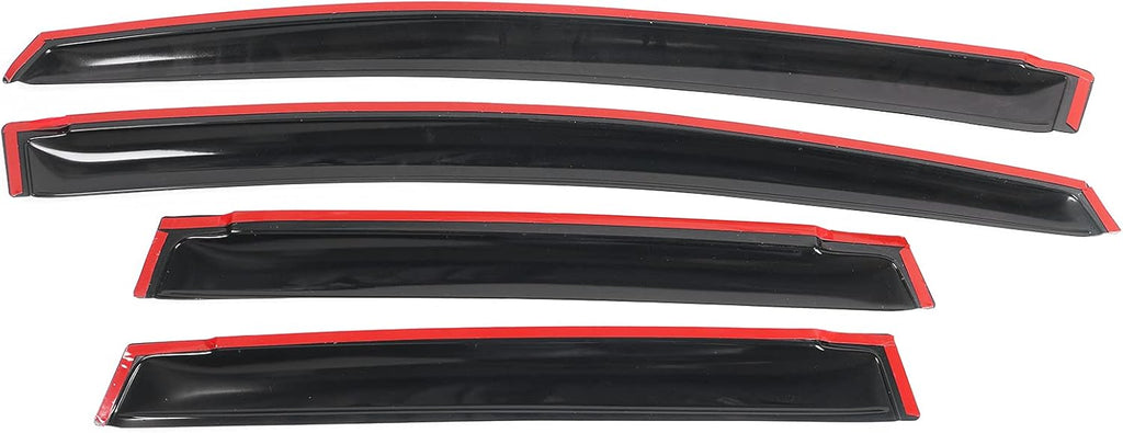 Window Visor Compatible with 2009-2014 Honda FIT 4 Door, Slim Style Acrylic Smoke Tinted & Semi-Transparent Sun Rain Wind Guards Shield Vent by IKON MOTORSPORTS, 2010 2011 2012 2013