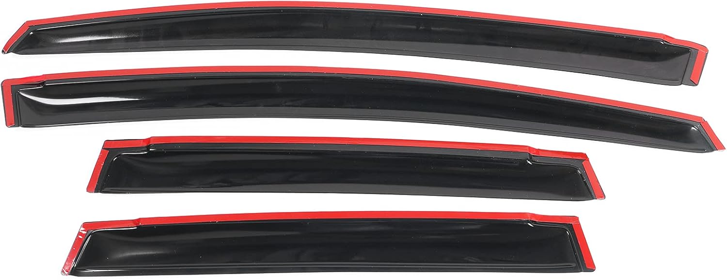 Window Visor Compatible with 2009-2014 Honda FIT 4 Door, Slim Style Acrylic Smoke Tinted & Semi-Transparent Sun Rain Wind Guards Shield Vent by IKON MOTORSPORTS, 2010 2011 2012 2013