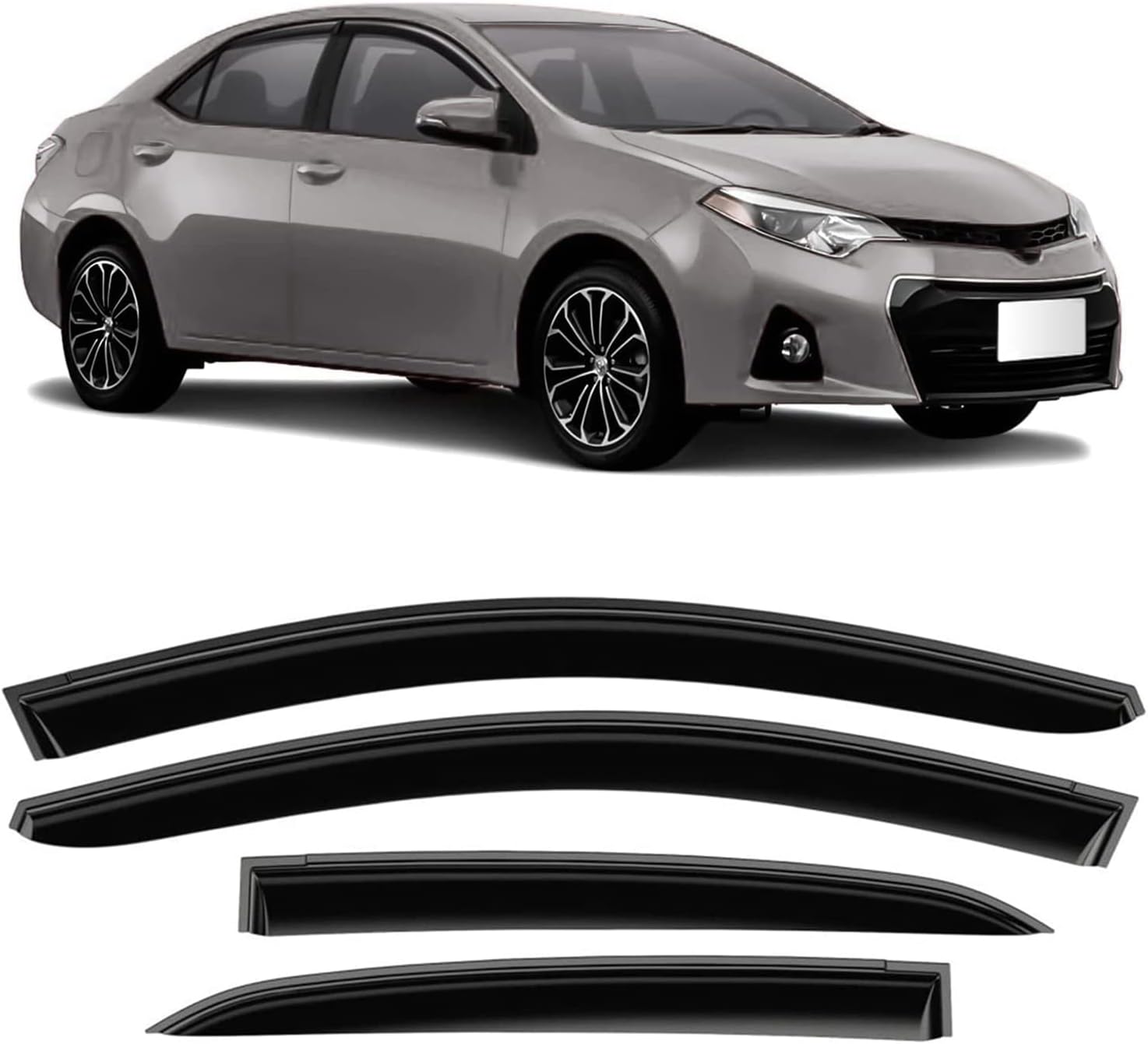 Tape-On Window Visors 4-Piece for 07-14 Chevy Tahoe/GMC Yukon Sun Rain Guard Shield Shade Smoke 94514