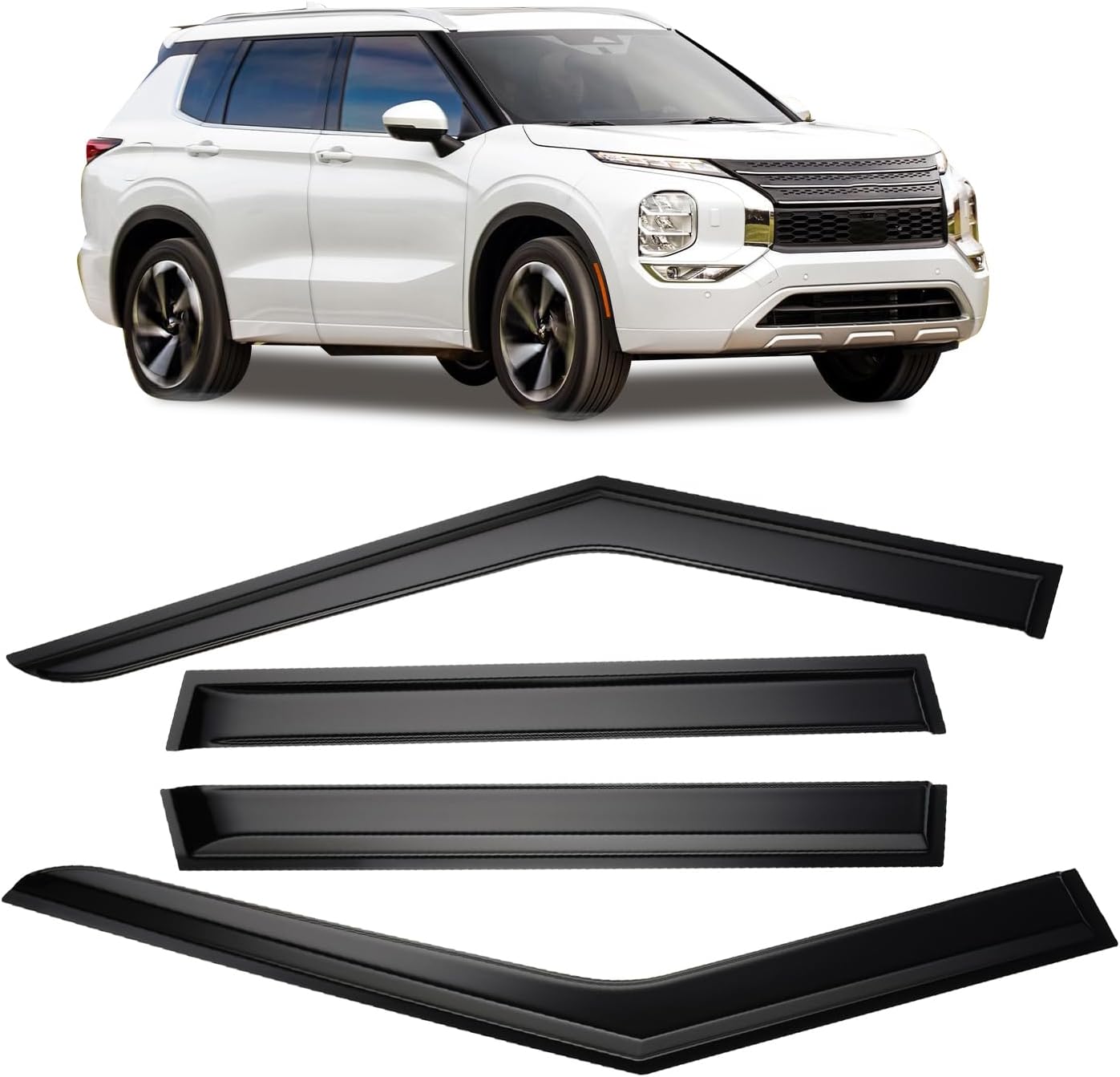 Tape-On Rain Guards Window Visor Fit for 2016-2021 Honda Civic Window Vent Deflector Visors 4 Pcs-94682