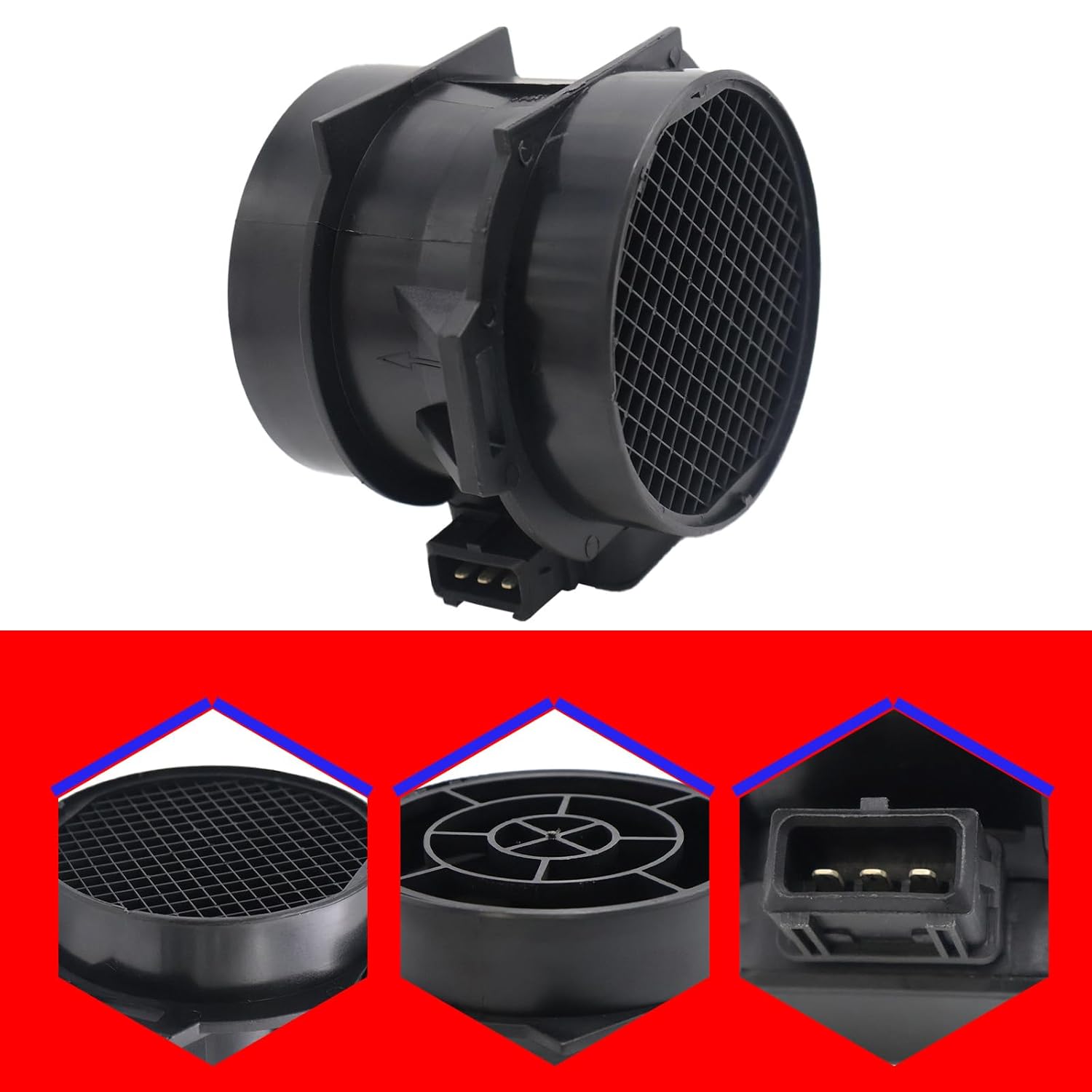 Air Flow Sensor Meter MAF for Hyundai Santa Fe Tucson Tiburon Sonata for Kia Magentis Optima Sportage V6 2.5L 2.7L, Replace OE 28164-37200, 2816437200, MF21041N, 5WK9643