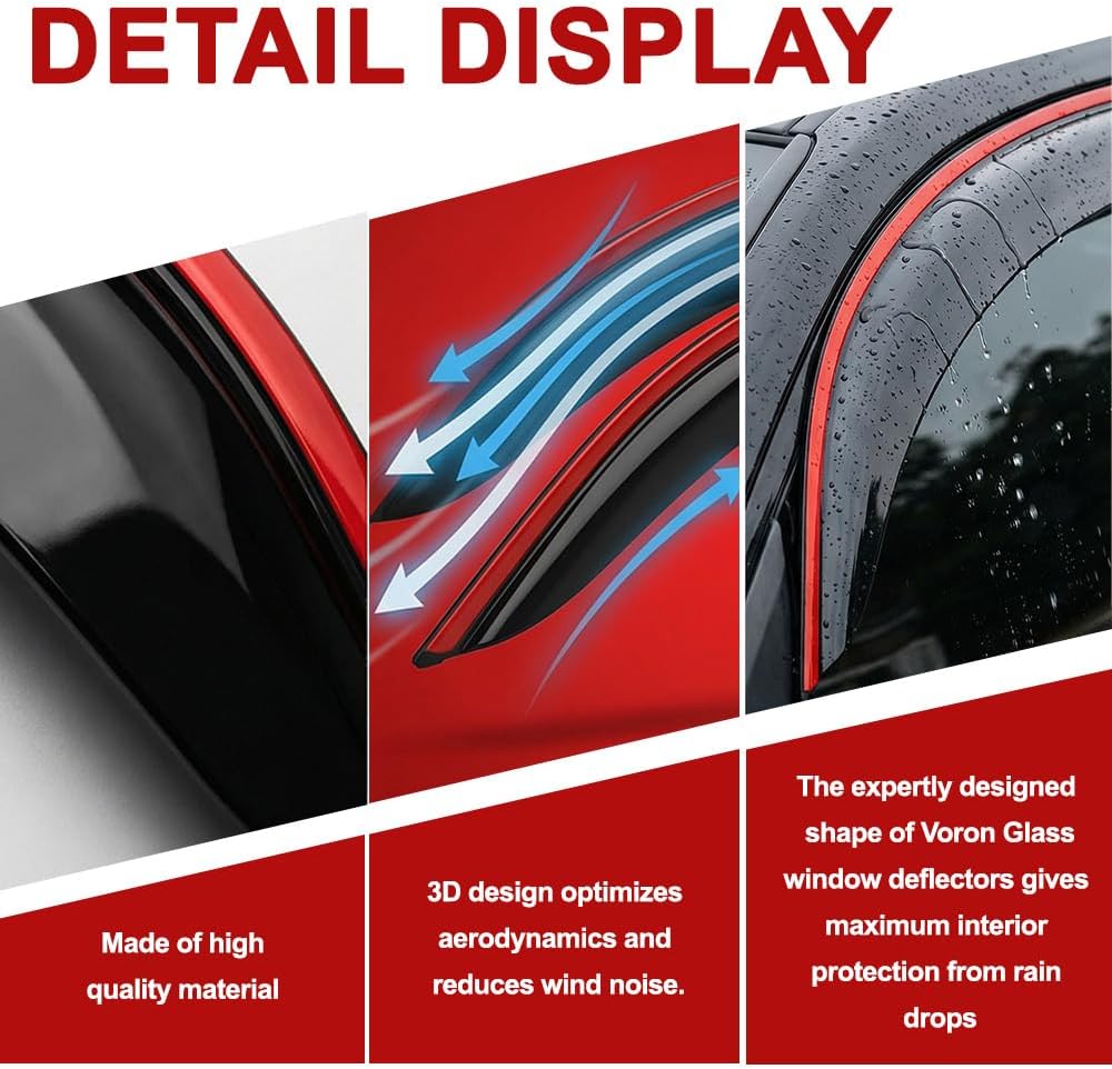 MotorbyMotor Rain Guards fits for 2009 2010 2011 2012 2013 Toyota Corolla Window Visor Deflector 4pc Set