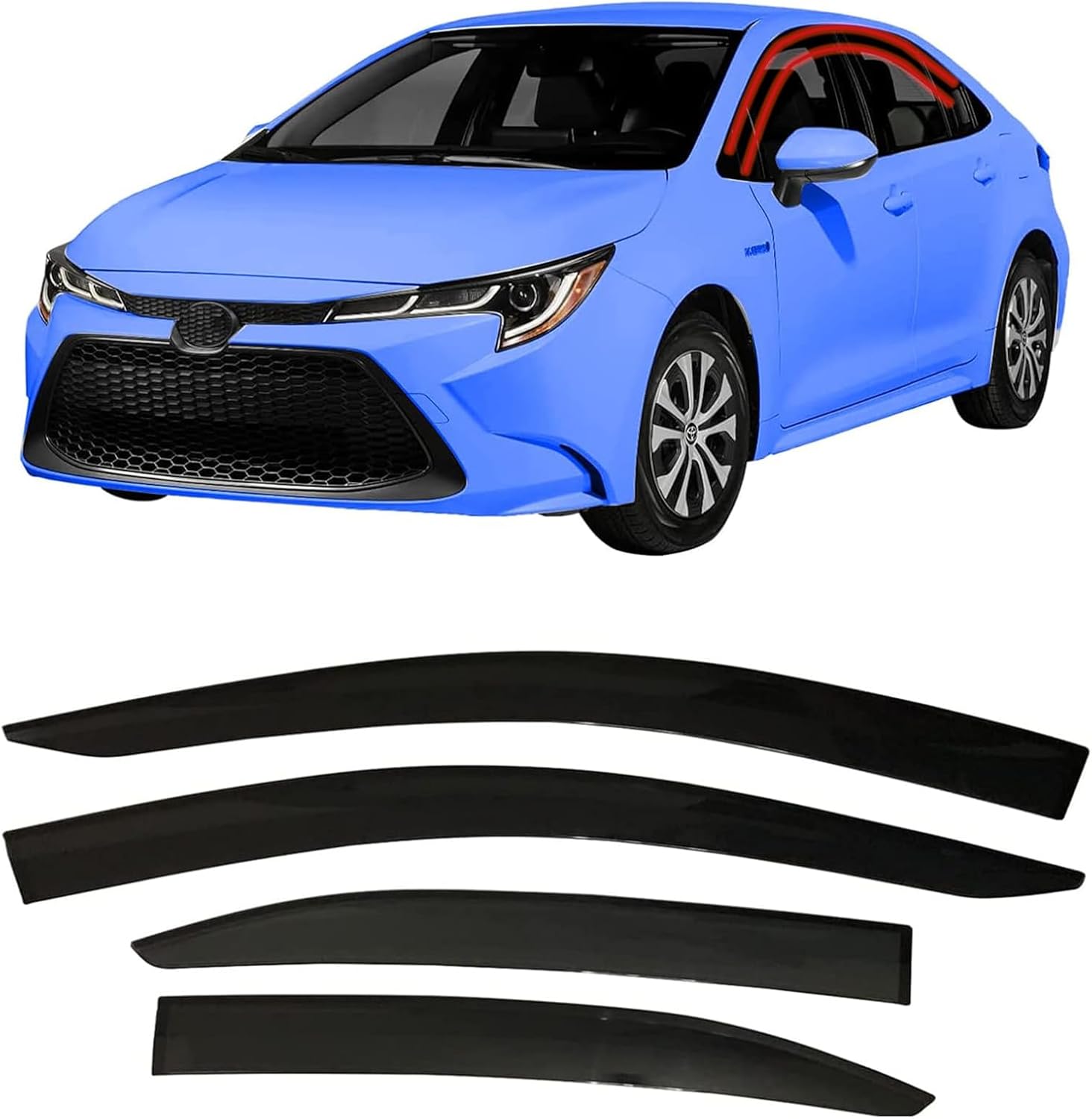 Tape-On Window Visors 4-Piece for 07-14 Chevy Tahoe/GMC Yukon Sun Rain Guard Shield Shade Smoke 94514