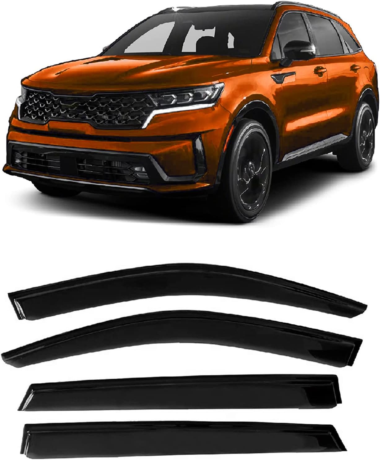 Tape-On Window Visors 4-Piece for 07-14 Chevy Tahoe/GMC Yukon Sun Rain Guard Shield Shade Smoke 94514