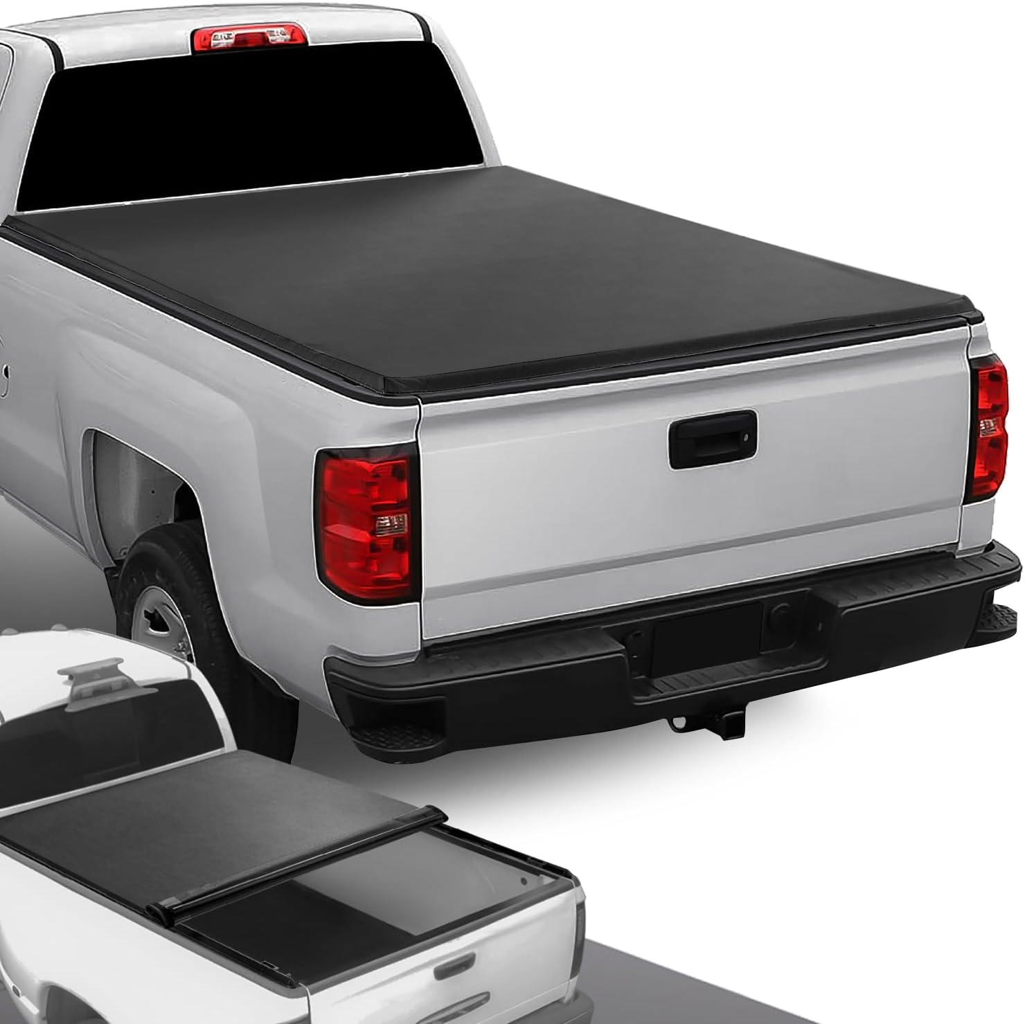 Truck Bed Soft Roll-Up Tonneau Cover Compatible with 19-25 Silverado Sierra 1500 5.75Ft Fleetside/Styleside Bed