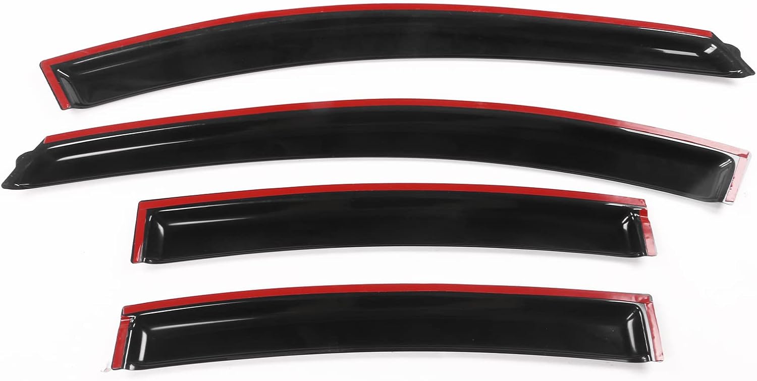 Window Visor Compatible with 2010-2015 Chevrolet Cruze 2016 Chevrolet Cruze Limited, Slim Style Acrylic Black Sun Rain Wind Guards Cover 4Pcs Set by IKON MOTORSPORTS, 2011 2012 2013 2014