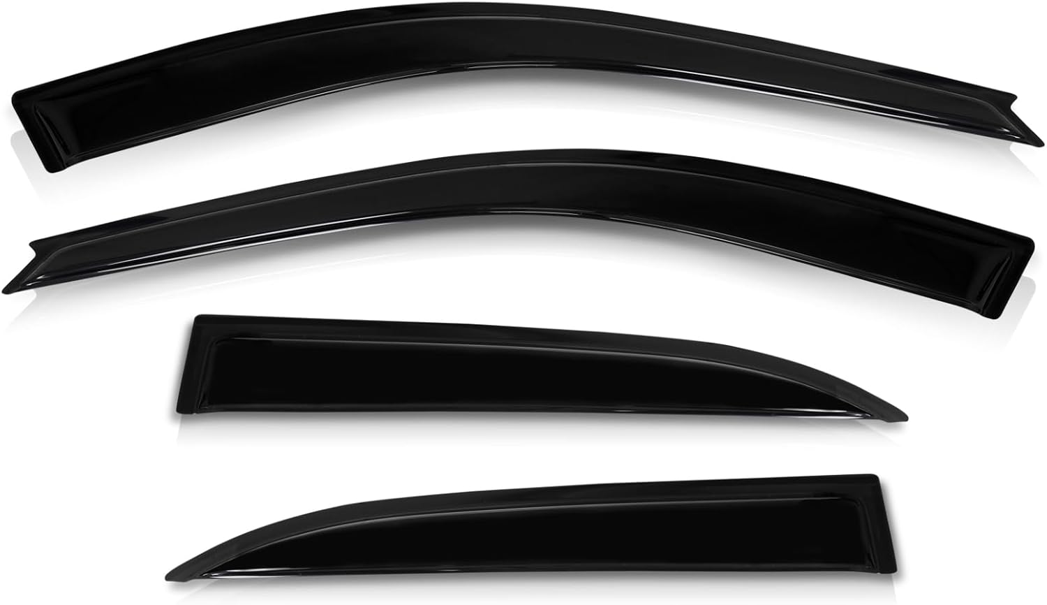 4PCS Tape-On Smoke Tint Side Window Visors Rain Guard Sun Shade Ventilation Aerodynamic Wind Deflector Shields Set Compatible/Replacement For GD3 Fit Jazz 2006 2007 2008 06 07 08