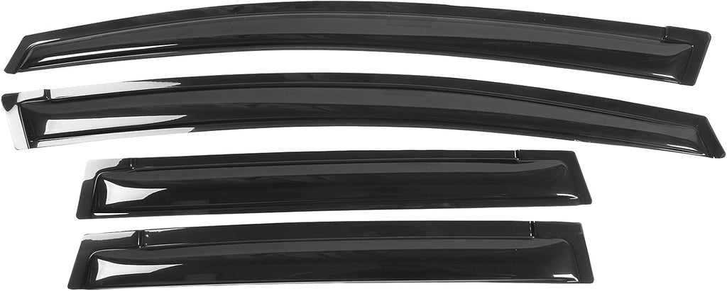 Window Visor Compatible with 2009-2014 Honda FIT 4 Door, Slim Style Acrylic Smoke Tinted & Semi-Transparent Sun Rain Wind Guards Shield Vent by IKON MOTORSPORTS, 2010 2011 2012 2013