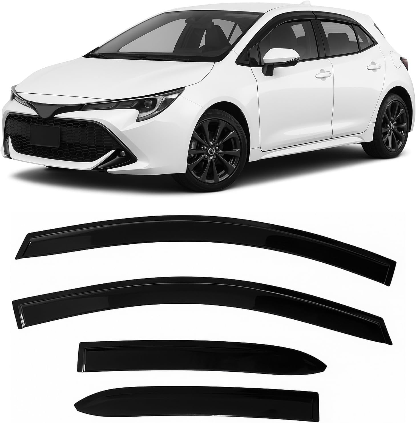 2019-2026 Tape-on Rain Guards for Toyota Corolla Hatchback Side Window Deflector Visors SE Nightshade XSE Durable Tinted Vent Shade 2020 2021 2022 2023 2024 2025