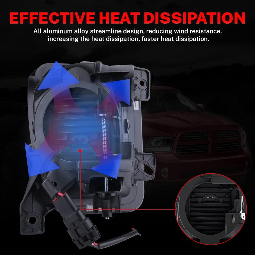 New Version LED Fog Lights Compatible with Dodge Ram 1500 2013 2014 2015 2016 2017 2018 Bumper Driving Fog Lamps Replacement – 1 Pair Black