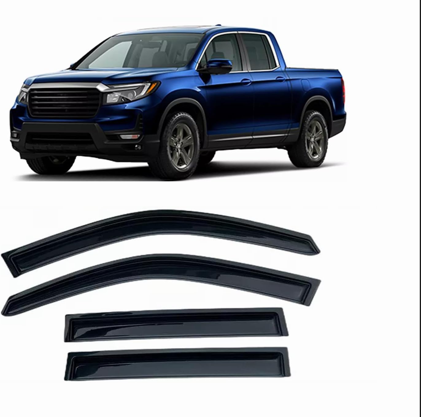 Tape-On Window Visors 4-Piece for 07-14 Chevy Tahoe/GMC Yukon Sun Rain Guard Shield Shade Smoke 94514