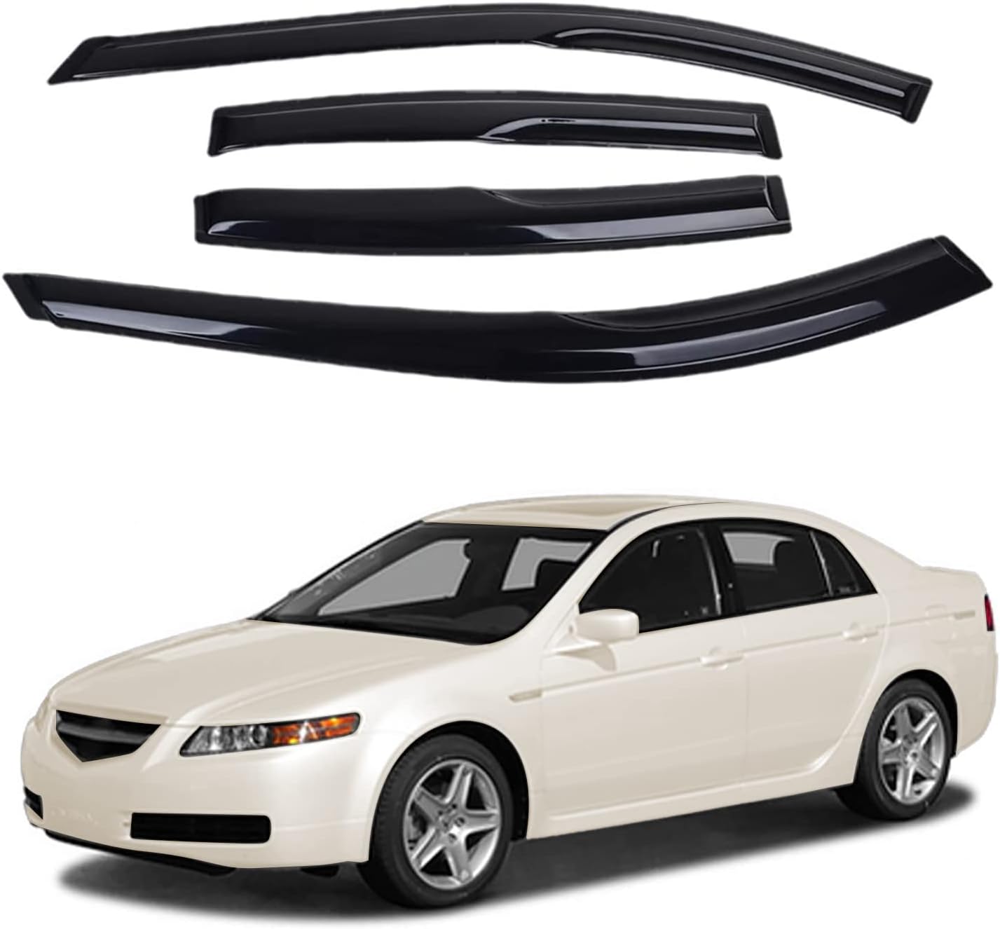 Tape-On Window Visors 4-Piece for 07-14 Chevy Tahoe/GMC Yukon Sun Rain Guard Shield Shade Smoke 94514