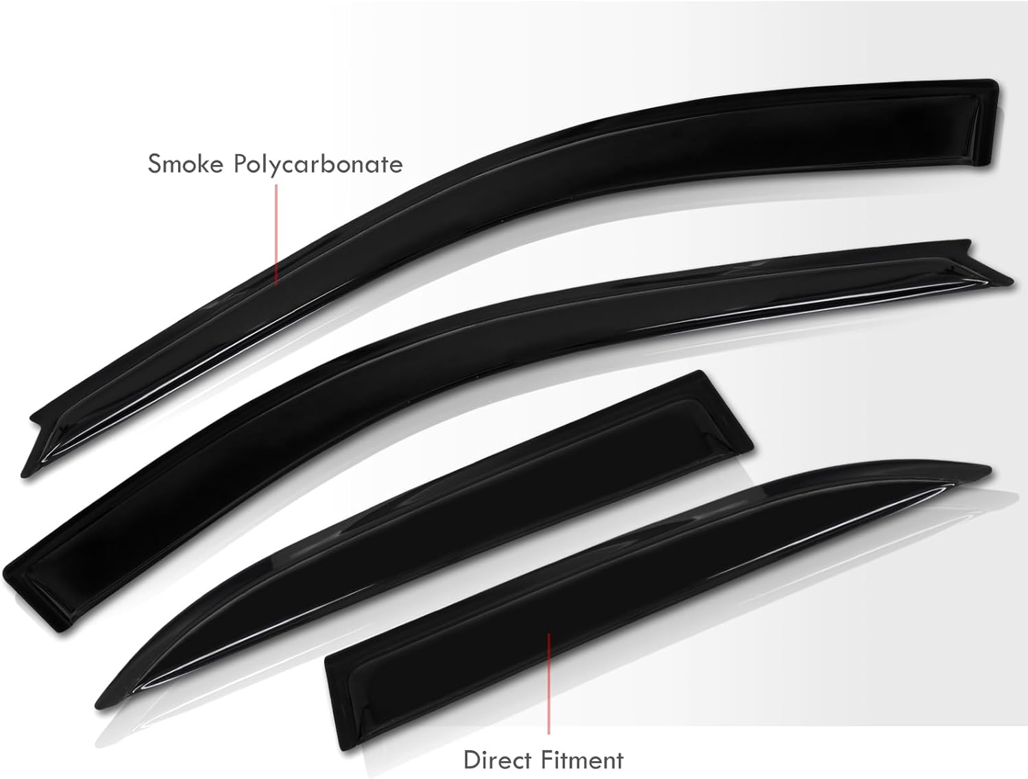 4PCS Tape-On Smoke Tint Side Window Visors Rain Guard Sun Shade Ventilation Aerodynamic Wind Deflector Shields Set Compatible/Replacement For GD3 Fit Jazz 2006 2007 2008 06 07 08