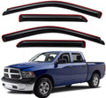 Extra Durable In-Channel Wind Deflector Visor Rain Guard, Fit 2009-2018 Dodge Ram 1500 Crew Cab, 2010-2025 Ram 2500 & 3500 Crew & Mega Cab, 2019-2024 Ram 1500 Classic Crew Cab, Smoke, 4-Pcs