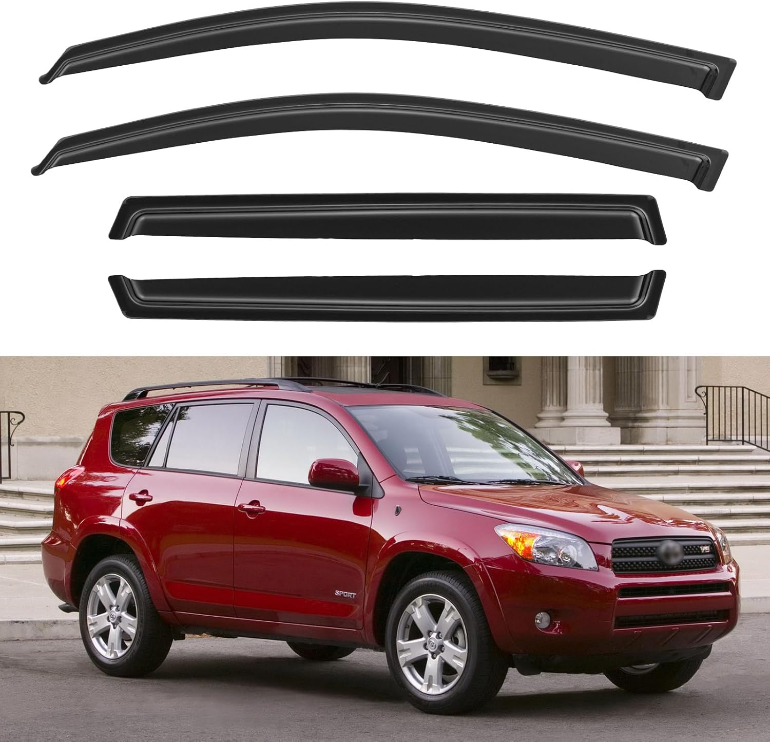 Window Visors Rain Guards for Chevy Tahoe/GMC Yukon 2000-2006, Out-Channel Window Vent Wind Deflectors Visors Shades for 2002-2006 Cadillac Escalade