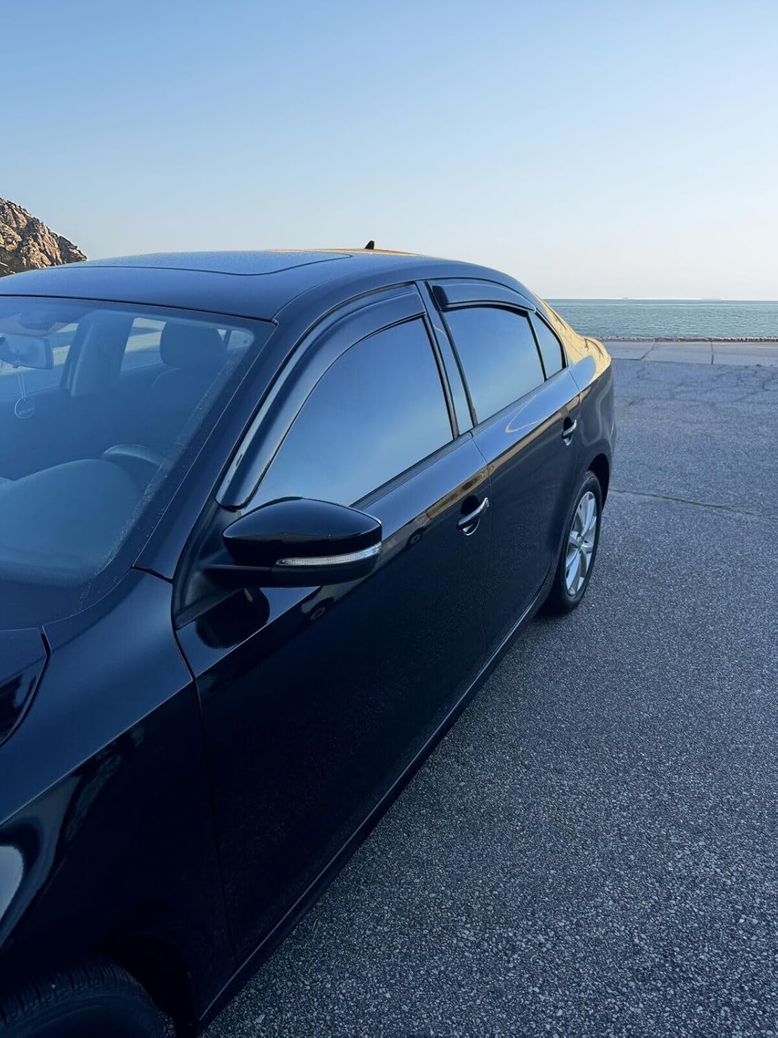 Window Visors Compatible with 2011-2018 Volkswagen Jetta, Dark Smoke Car Rain Sun Window Shade Guard Visor by IKON MOTORSPORTS, 2012 2013 2014 2015 2016 2017