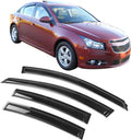 Window Visor Compatible with 2010-2015 Chevrolet Cruze 2016 Chevrolet Cruze Limited, Slim Style Acrylic Black Sun Rain Wind Guards Cover 4Pcs Set by IKON MOTORSPORTS, 2011 2012 2013 2014