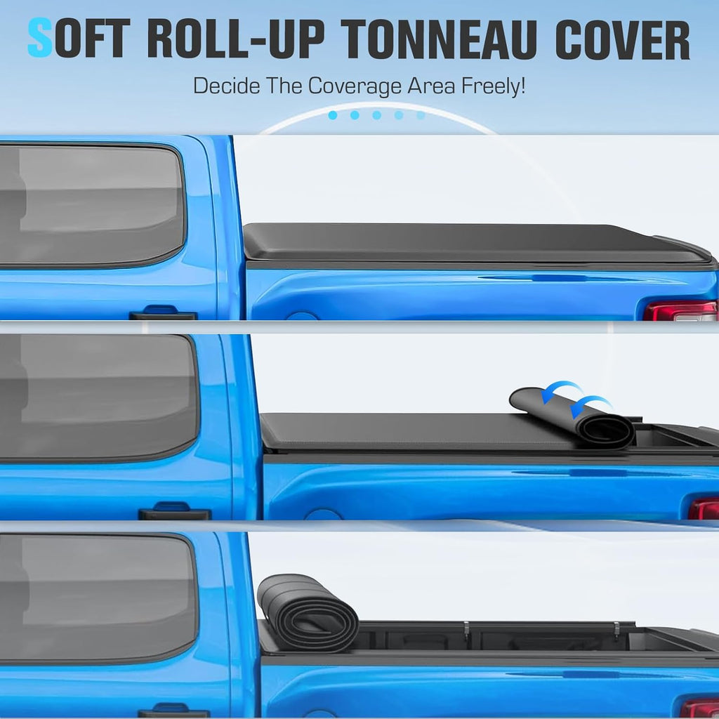 6.4Ft Soft Roll Up Tonneau Cover for 2003-2010, 2011-2018, 2019-2023 Dodge Ram 1500, 2011-2024 Ram 2500 3500 6.4 Ft Bed Fleetside Without Rambox