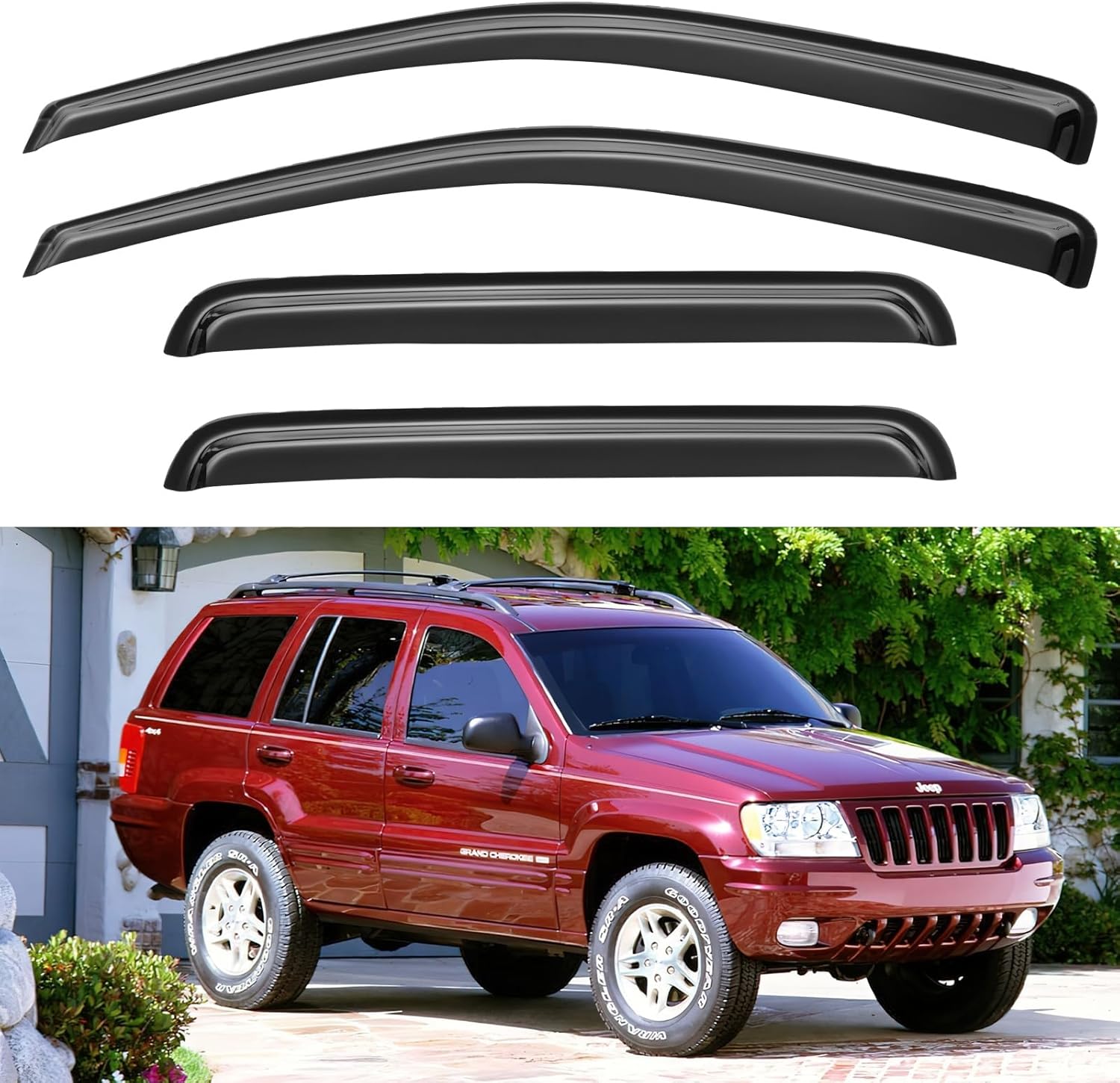 Window Visors Rain Guards for Chevy Tahoe/GMC Yukon 2000-2006, Out-Channel Window Vent Wind Deflectors Visors Shades for 2002-2006 Cadillac Escalade