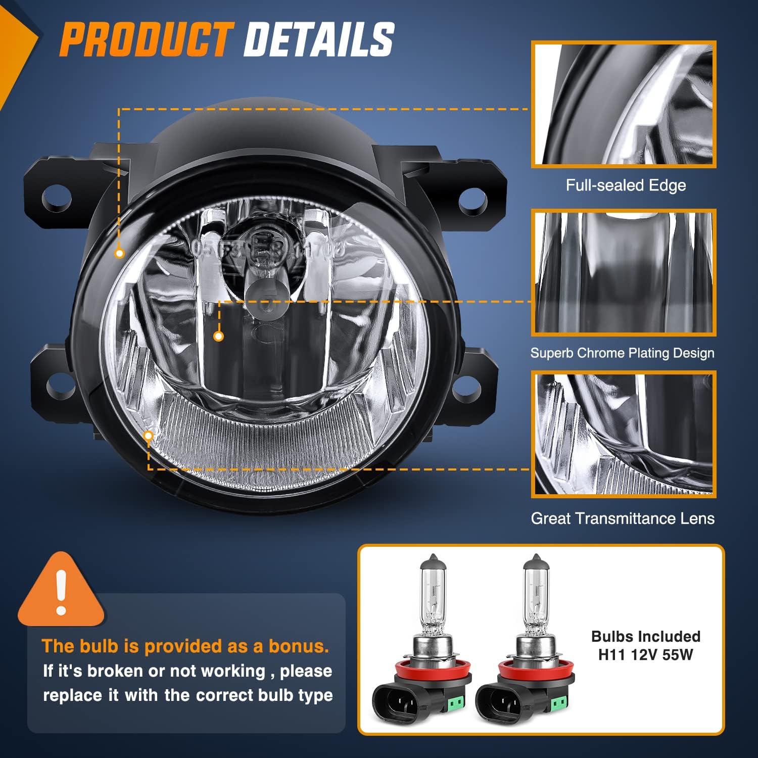 Fog Lights Assembly Compatible with 2013 2014 2015 2016 2017 2018 2019 2020 Honda City CRV CRZ Civic Crosstour Ram Promaster Jeep Cherokee Compass Acura TSX ILX RDX Chrysler